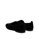 Dolce & Gabbana Black Velvet Crystal Crown Loafers Dress Shoes