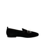 Dolce & Gabbana Black Velvet Crystal Crown Loafers Dress Shoes