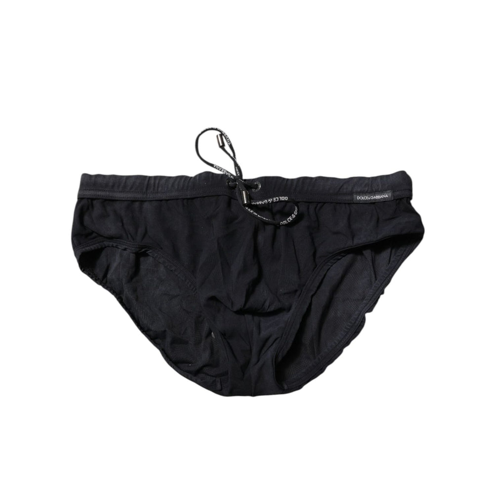 Dolce & Gabbana Black Drawstring Men Beachwear Brief Swimwear