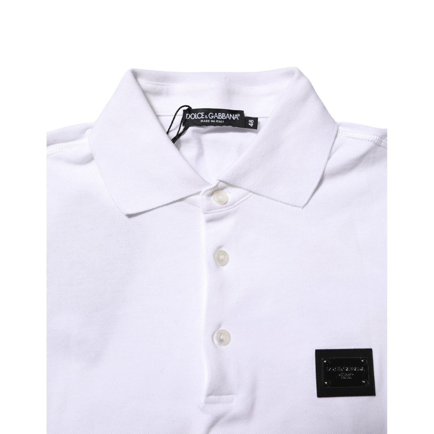 Dolce & Gabbana White Logo Short Sleeve Collared Polo T-shirt TSH90568-48