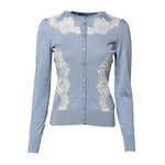 Dolce & Gabbana Blue Floral Lace Detailing Cardigan Sweater TSH87592-36