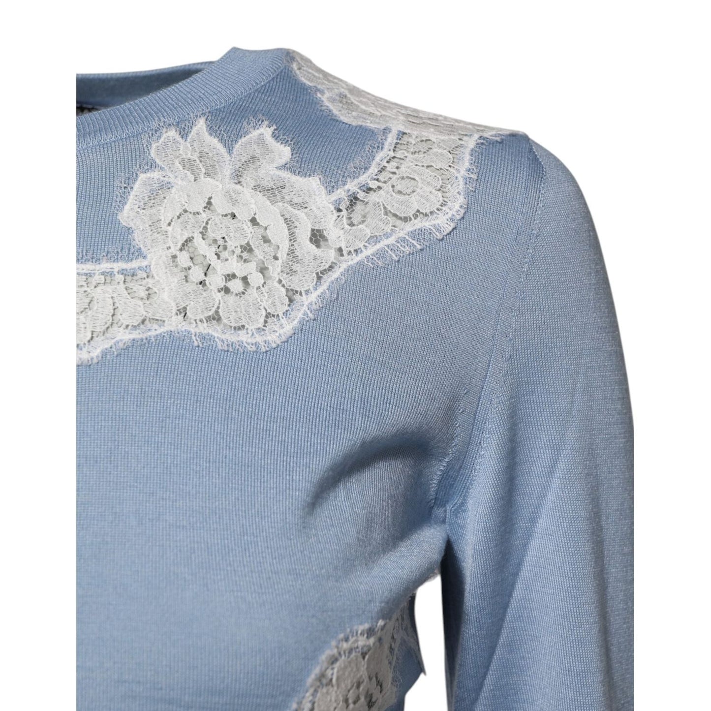 Dolce & Gabbana Blue Floral Lace Detailing Cardigan Sweater TSH87592-36