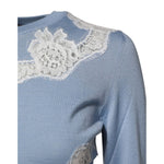 Dolce & Gabbana Blue Floral Lace Detailing Cardigan Sweater TSH87592-36