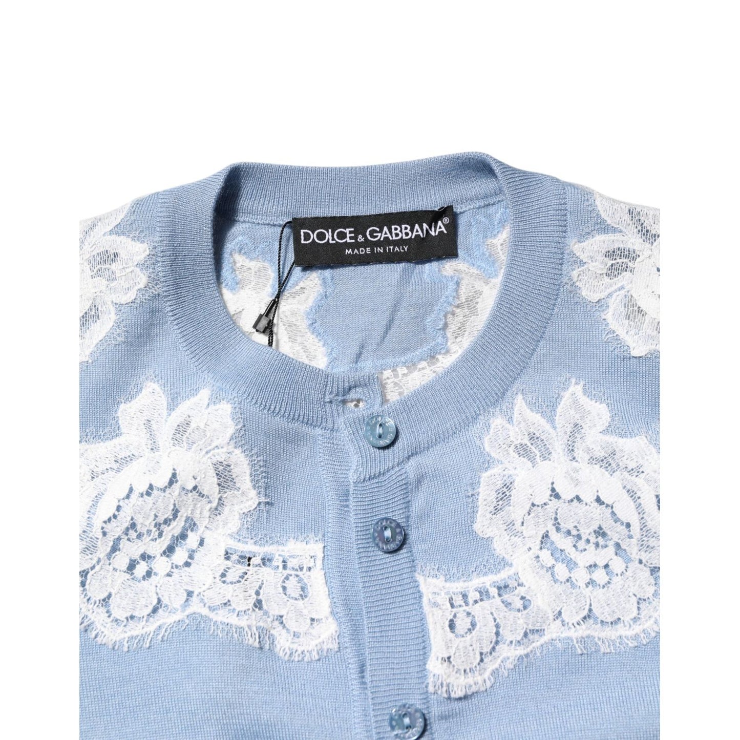 Dolce & Gabbana Blue Floral Lace Detailing Cardigan Sweater TSH87592-36