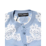 Dolce & Gabbana Blue Floral Lace Detailing Cardigan Sweater TSH87592-36