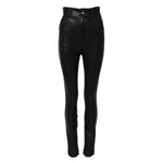 Dolce & Gabbana Black Leather High Waist Slim Fit Pants PAN74964-40