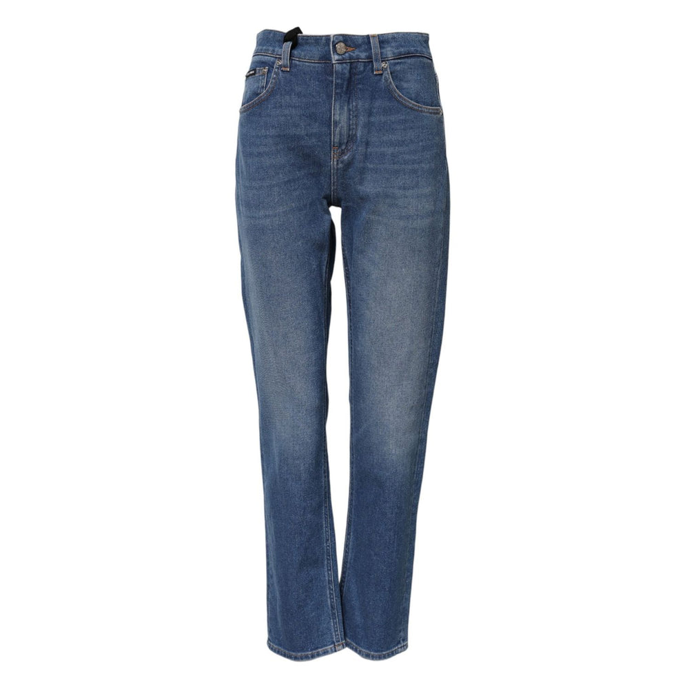 Dolce & Gabbana Blue Cotton High Waist Tapered Denim Jeans PAN75532-38
