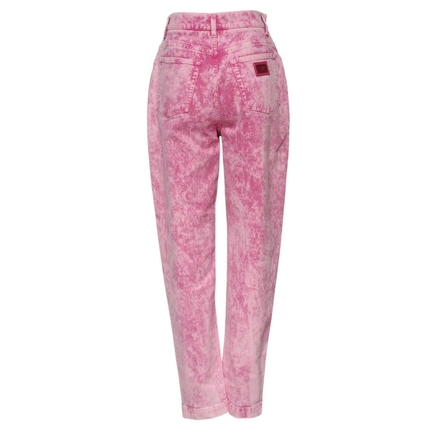 Dolce & Gabbana Pink Tie Dye High Waist Tapered Denim Jeans PAN76250-40