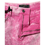Dolce & Gabbana Pink Tie Dye High Waist Tapered Denim Jeans PAN76250-40