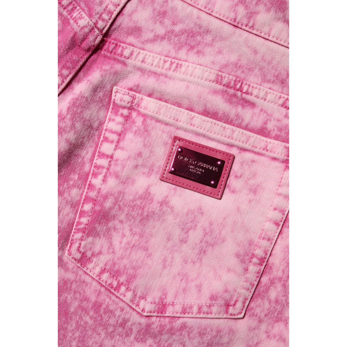 Dolce & Gabbana Pink Tie Dye High Waist Tapered Denim Jeans PAN76250-40