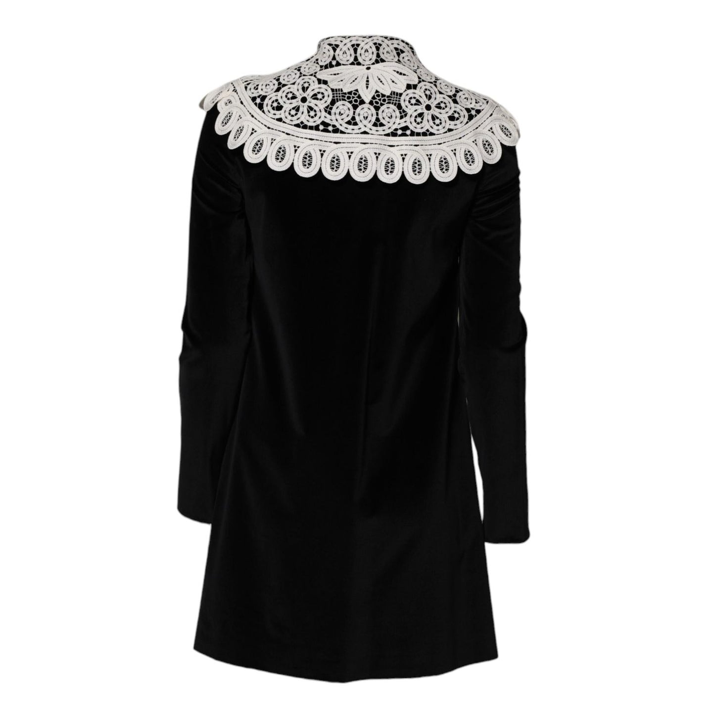 Dolce & Gabbana Black Velvet Lace Collared Embellished Dress