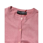 Dolce & Gabbana Pink Silk Cropped Crew Neck Cardigan Sweater TSH86608-38