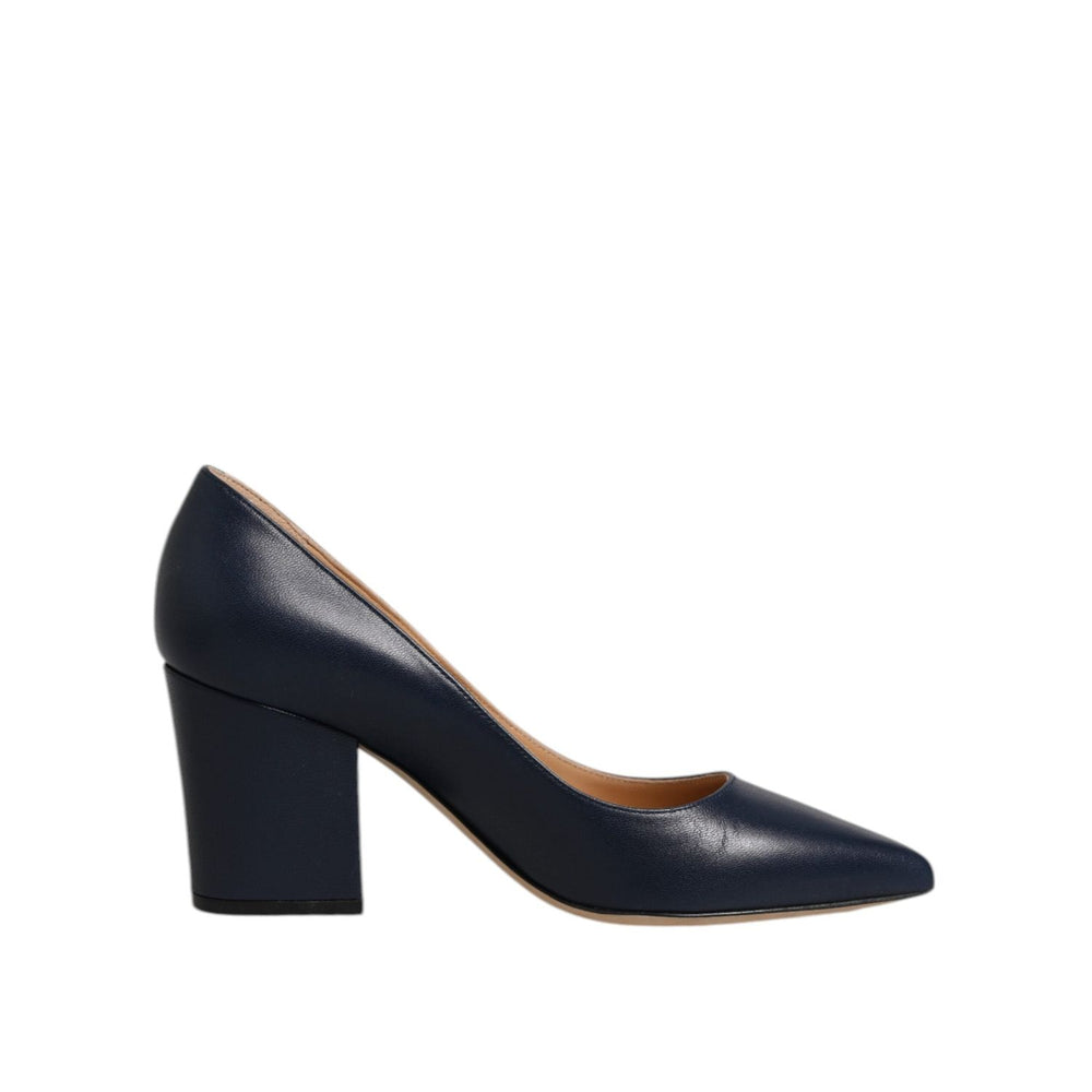 Sergio Rossi Blue Leather Pointed Toe Block Heels Shoes LA12559-36