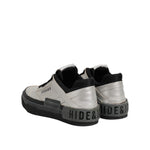 HIDE & JACK Silver Leather Lace Up Low Top Sneakers Shoes LA12576-37