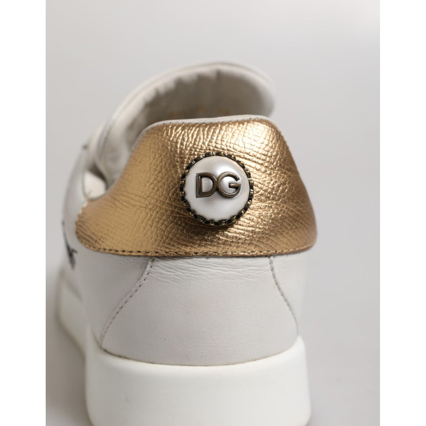 Dolce & Gabbana White Gold Leather Low Top Sneakers Shoes LA12760-39
