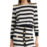 Balmain Striped Jersey Top BA-8776394506452-38