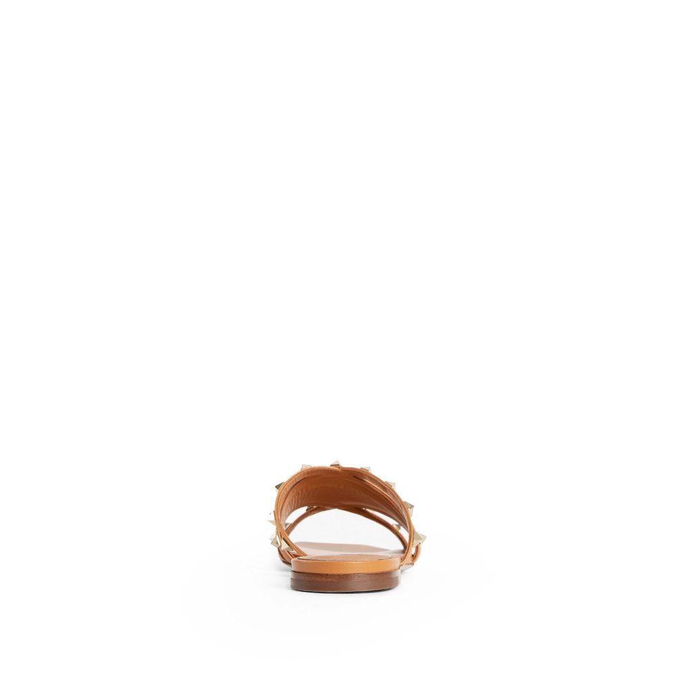 Valentino Garavani Rockstud Leather Flat Sandals VA-8735610470612-EU37/US7