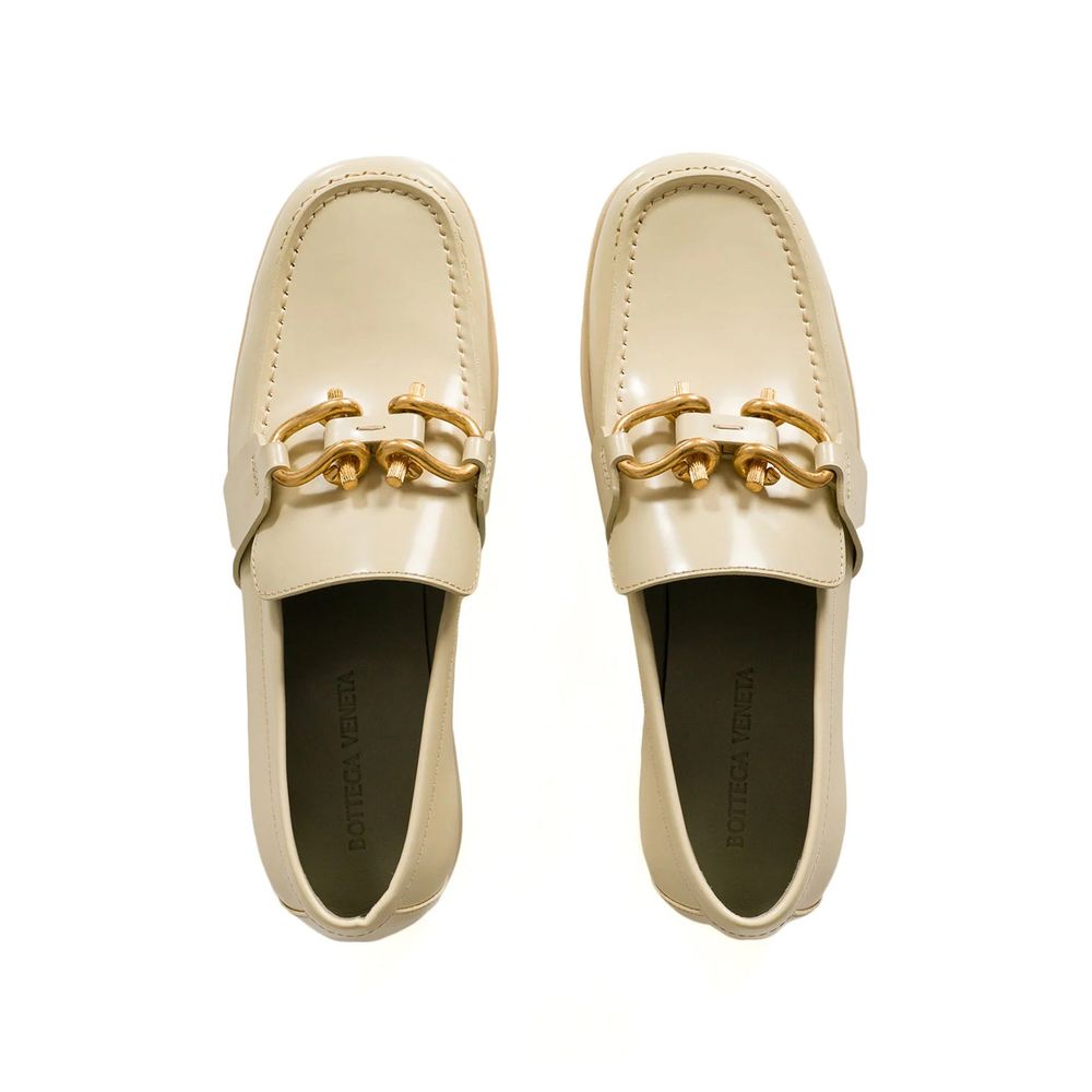 Bottega Veneta White Calfskin Slip-On Loafers