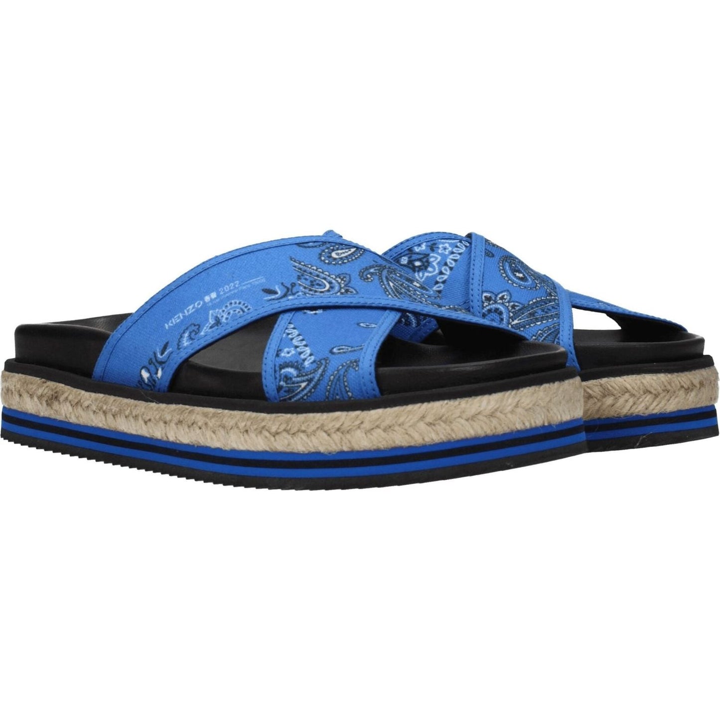 Kenzo Blue Fabric Slippers Sandals KE-8547243426057-EU37/US7