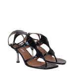 Paris Texas Black Leather Stiletto Heels Sandals PA-9258127917321-EU37/US7
