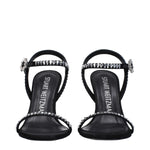 Stuart Weitzman Black Satin Stiletto Heels Sandals