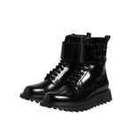 Dolce & Gabbana Black Leather Lace Up Mid Calf Boots Shoes MV7735-42