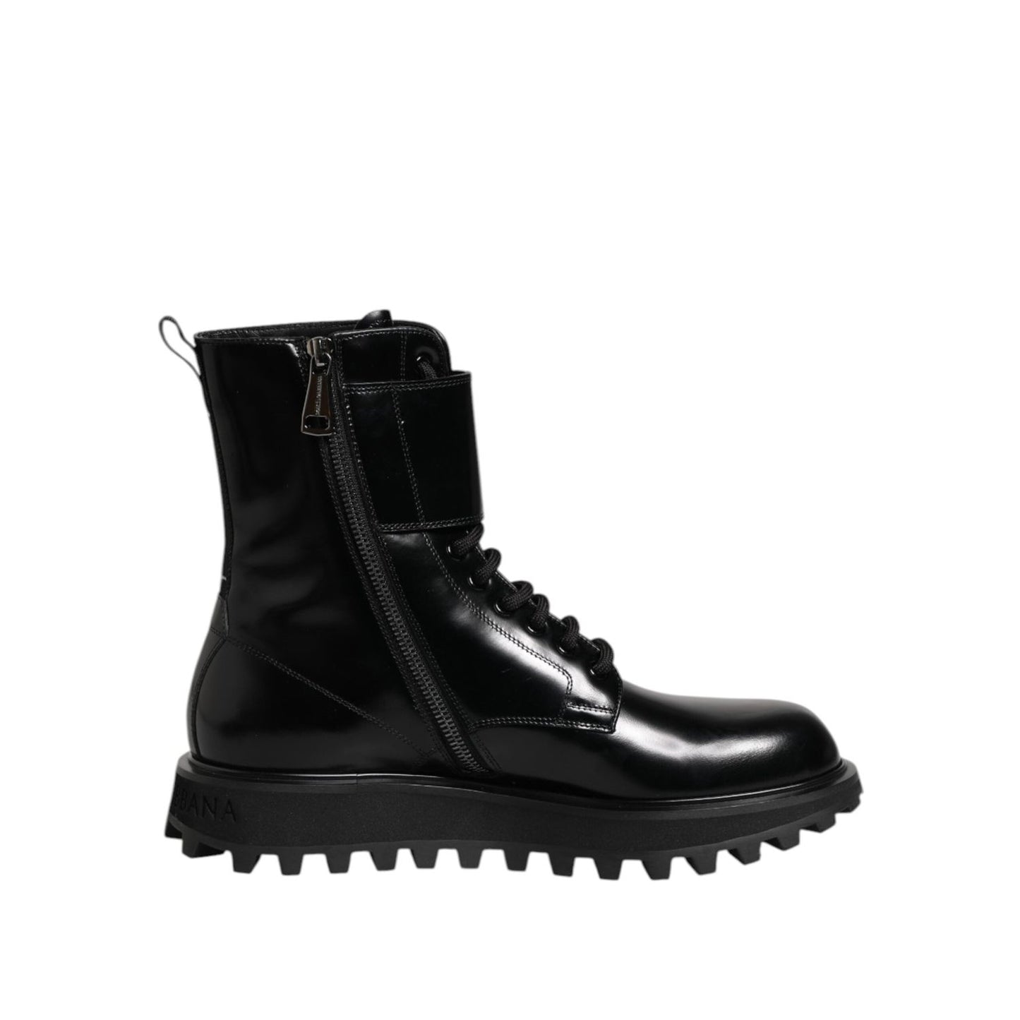 Dolce & Gabbana Black Leather Lace Up Mid Calf Boots Shoes MV7735-42