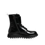 Dolce & Gabbana Black Leather Lace Up Mid Calf Boots Shoes MV7735-42