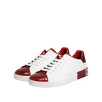Dolce & Gabbana White Red Leather Lace Up Sneakers Shoes MV7768-41.5