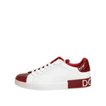 Dolce & Gabbana White Red Leather Lace Up Sneakers Shoes MV7768-41.5