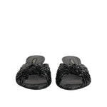 Dolce & Gabbana Black Leather Heels Slides Sandals Shoes LA11468-38