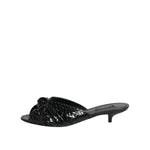 Dolce & Gabbana Black Leather Heels Slides Sandals Shoes LA11468-38