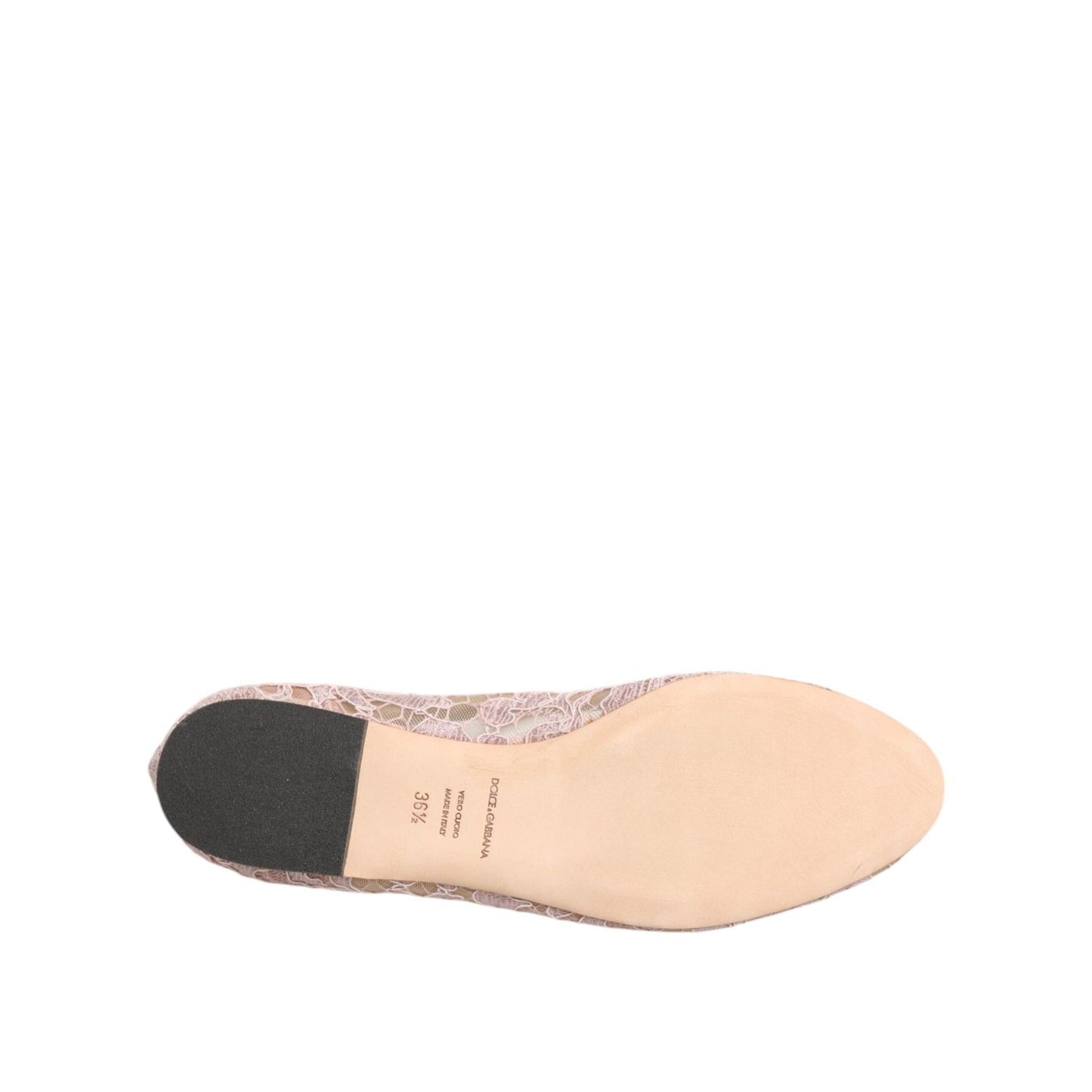 Dolce & Gabbana Pink Taormina Lace Crystals Flats Shoes LA12807-36.5