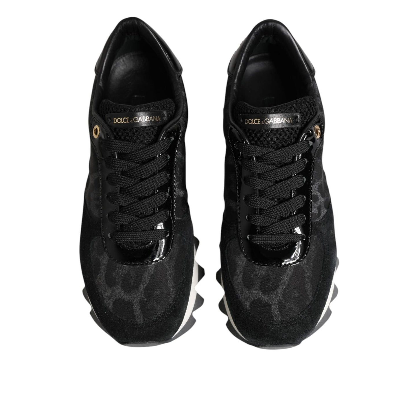 Dolce & Gabbana Black Gray Leopard Low Top Sneakers Shoes LA12690-36