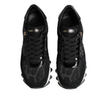 Dolce & Gabbana Black Gray Leopard Low Top Sneakers Shoes LA12690-36