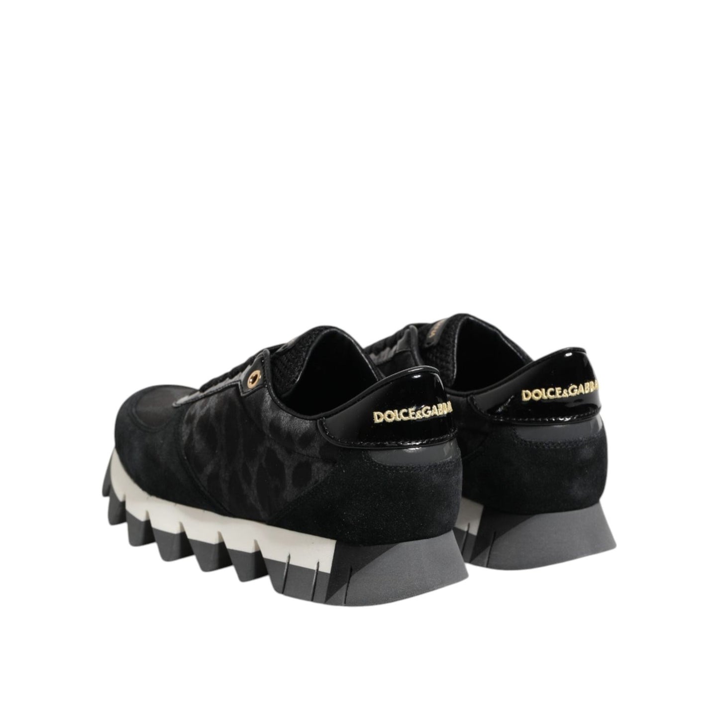Dolce & Gabbana Black Gray Leopard Low Top Sneakers Shoes LA12690-36