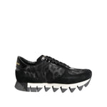 Dolce & Gabbana Black Gray Leopard Low Top Sneakers Shoes LA12690-36