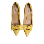 Valentino Yellow Patent Leather PVC Bow Heels Pumps Shoes LA9564-40