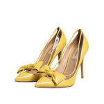 Valentino Yellow Patent Leather PVC Bow Heels Pumps Shoes LA9564-40