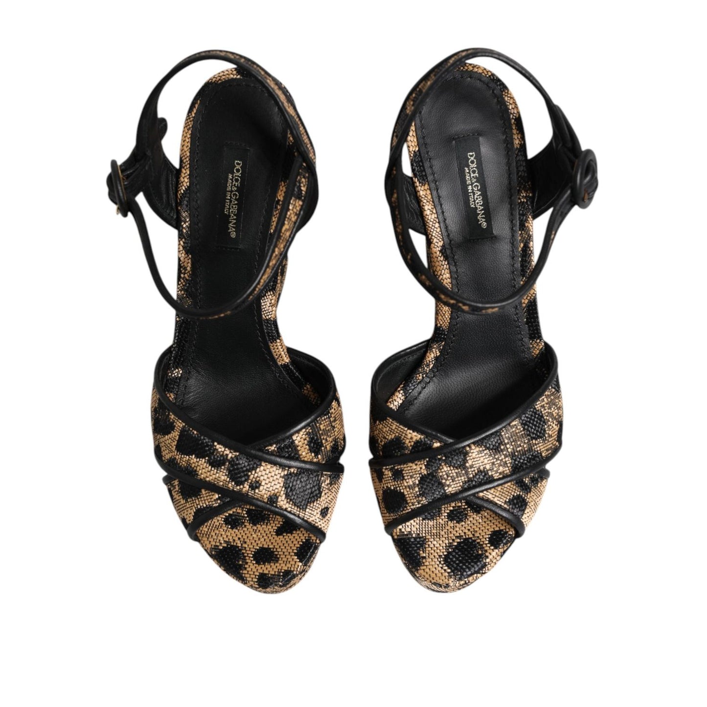 Dolce & Gabbana Brown Leopard Wedges Ankle Strap Sandals Shoes LA11461-39
