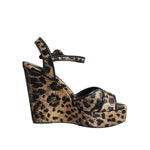 Dolce & Gabbana Brown Leopard Wedges Ankle Strap Sandals Shoes LA11461-39