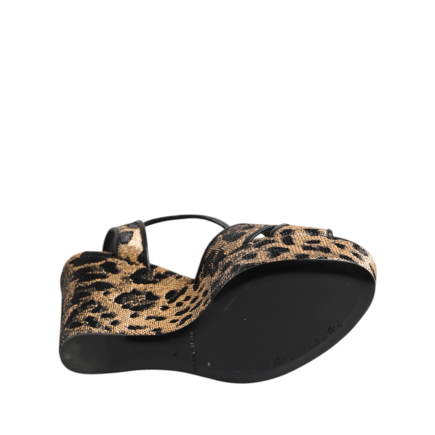 Dolce & Gabbana Brown Leopard Wedges Ankle Strap Sandals Shoes LA11461-39