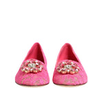 Dolce & Gabbana Pink Taormina Lace Crystals Flats Shoes LA12791-36