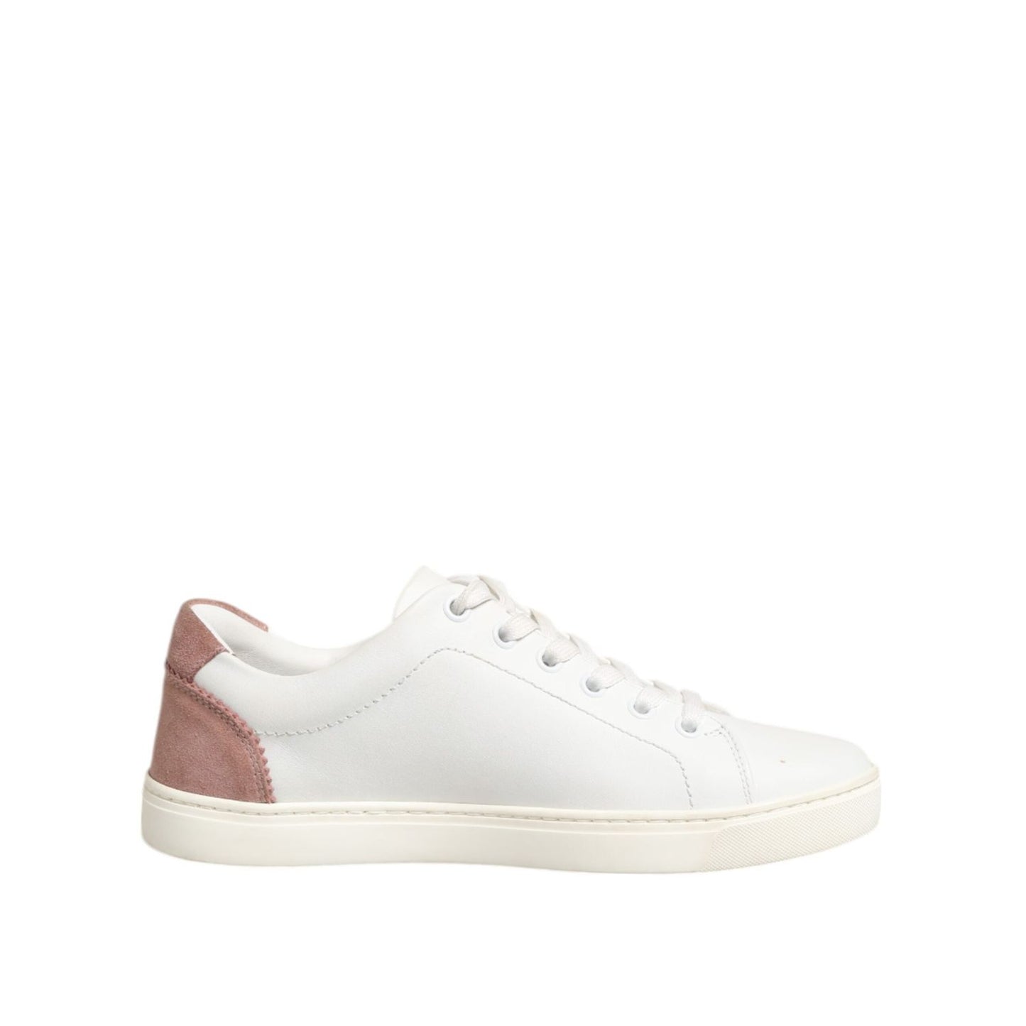 Dolce & Gabbana White Pink Leather Low Top Sneakers Shoes LA12795-35