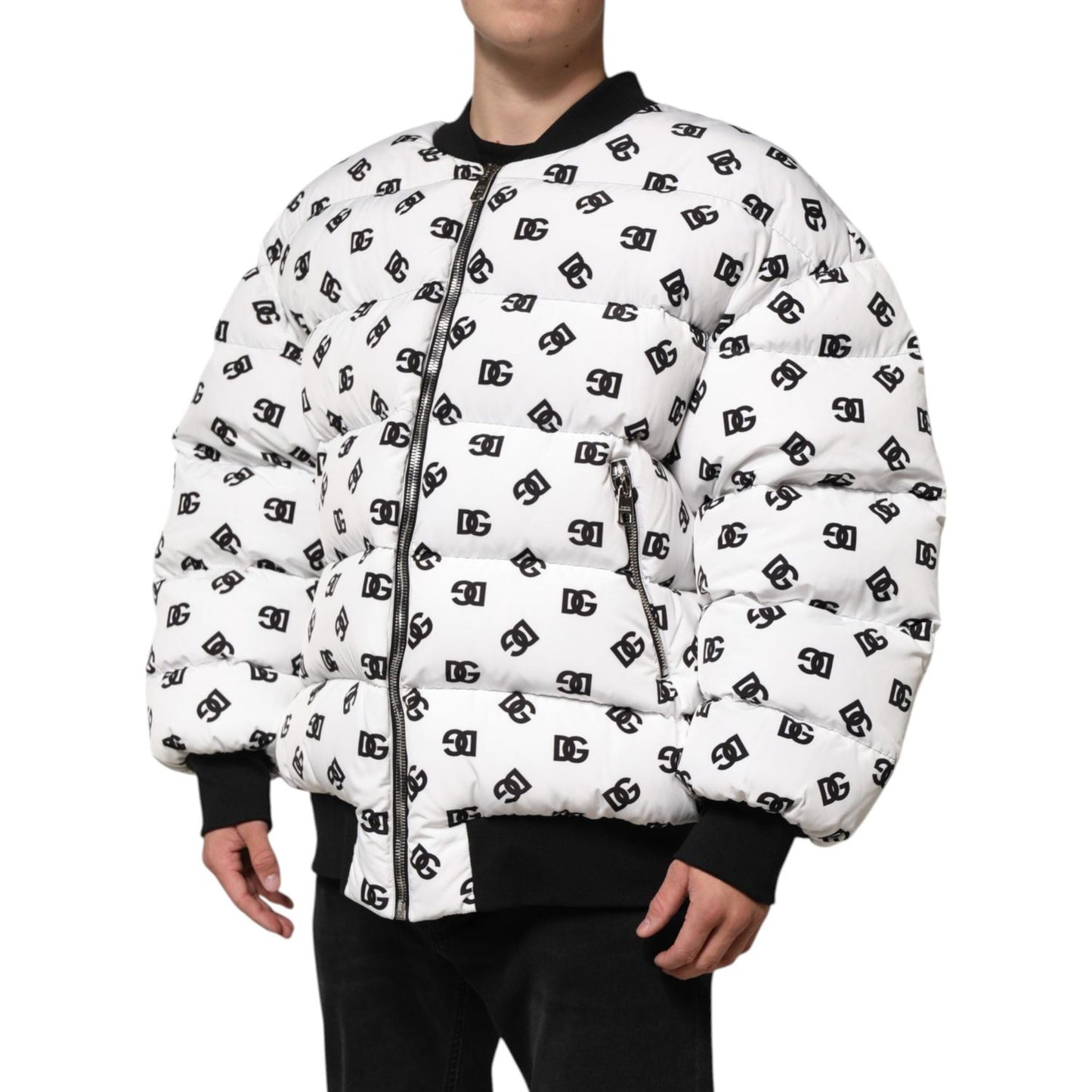 Dolce & Gabbana White DG Monogram Full Zip Quilted Jacket JKT41556-52