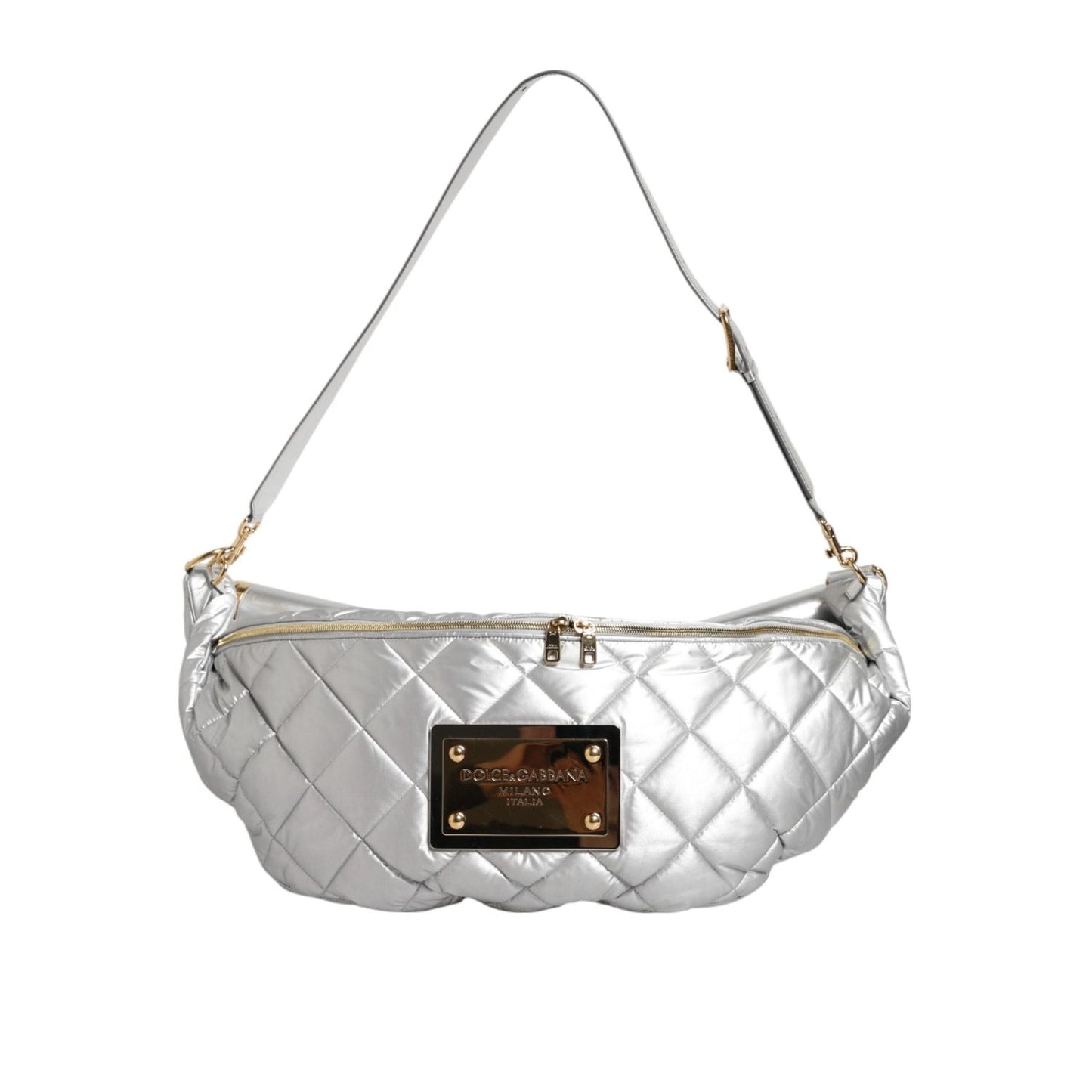 Dolce & Gabbana Silver Quilted Filled Crossbody Shoulder Bag SICILY Bag BAG4732