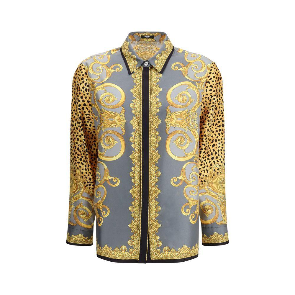 Versace Silk Cheetah Foulard Shirt VE-10013601A163665E700-IT44 | L