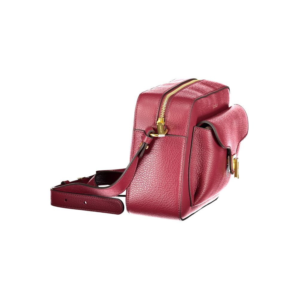 Coccinelle Purple Leather Women Handbag with adjustable strap, showcasing Italian craftsmanship in bold purple leather.