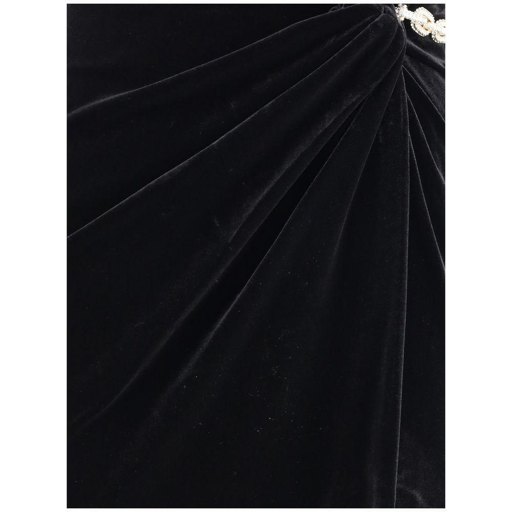 Self-Portrait Embellished velvet midi Dress SE-AW25128MBBLACK-10