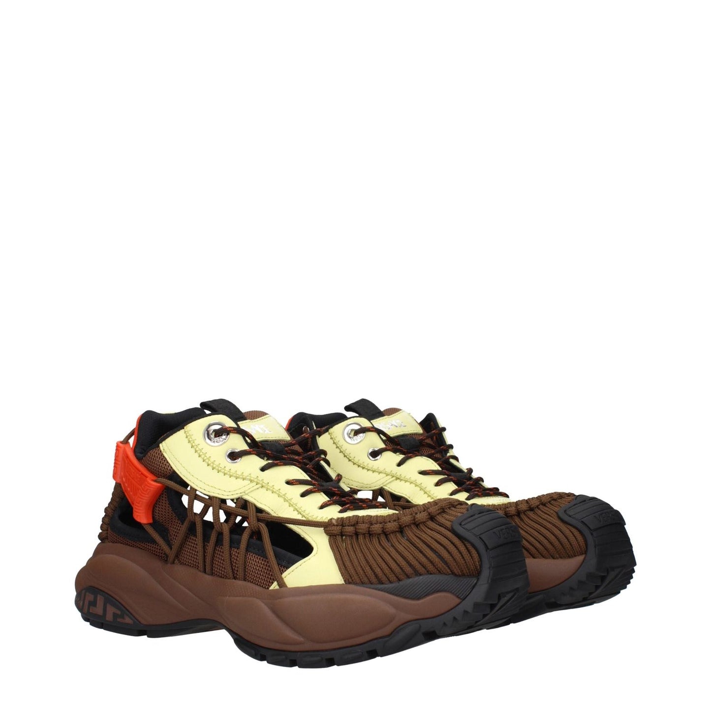 Versace Brown Fabric Athletic Sneakers VE-15266301444361-EU40/US7